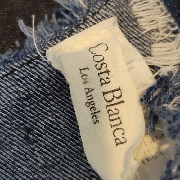 Costa Blanca Los Angeles Denim Blue & Black Raw Hem Dress Size Small - Picture 7 of 8